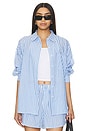 view 1 of 5 Serena Button Down Top in Blue Stripe