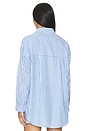 view 3 of 5 Serena Button Down Top in Blue Stripe