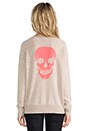 view 4 of 5 Luther Skull Sweater in Oatmeal & Salmon