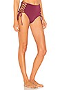 view 2 of 4 Lace Up Bikini Bottom in Bordeaux