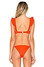 view 3 of 4 Poppy Frill Crop Bikini Top in Papaya