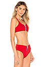 view 2 of 4 Aaya Zip Front Crop Bikini Top in Crimson Red
