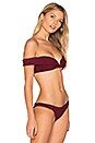 view 2 of 4 Shoulder Wrap Bikini Top in Beet Red