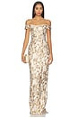 view 1 of 4 Joanna Jacquard Gown in Pale Gold