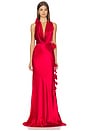 view 1 of 5 Delphine Satin Gown in Red Chili Pepper