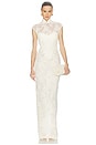 view 1 of 5 Emilia Lace Gown in Cashew Beige
