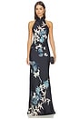 view 1 of 3 Gillian Satin Gown in Black Multi