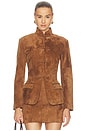 view 1 of 4 Alba Suede Tang Jacket in Brown
