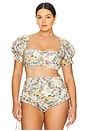 view 2 of 8 The Babydoll Bikini Top in Blonde Floral
