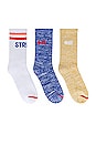 view 1 of 10 The 3 Pack Crew Socks in Marshmallow, Marigold, Apple Red & Sapphire