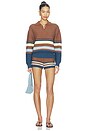 view 6 of 6 The Cleo Short in Walnut Wood Copenhagen Multi Stripe