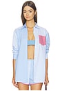 view 1 of 6 The Avril Button Down in Colorblock Marina Blue Stripe