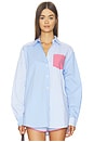 view 2 of 6 The Avril Button Down in Colorblock Marina Blue Stripe