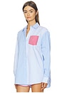 view 3 of 6 The Avril Button Down in Colorblock Marina Blue Stripe