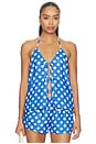 view 1 of 5 THE COLETTE 리버서블 탑 in Blue Stripe & Dot