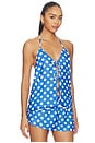 view 3 of 5 THE COLETTE 리버서블 탑 in Blue Stripe & Dot