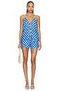 view 5 of 5 THE COLETTE 리버서블 탑 in Blue Stripe & Dot