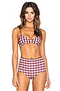 view 1 of 4 TOP BIKINI BELLE in Brown Cream Gingham