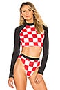 view 1 of 4 x RE/DONE The Malibu Bikini Top in Red Checker