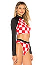 view 2 of 4 x RE/DONE The Malibu Bikini Top in Red Checker
