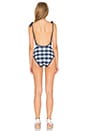view 3 of 3 The Poppy Tie One Piece in Navy & Cream Gingham