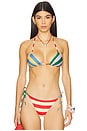 view 1 of 5 The Iris Triangle Bikini Top in Colorblock Beach Stripe