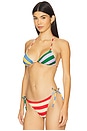 view 3 of 5 The Iris Triangle Bikini Top in Colorblock Beach Stripe