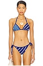 view 1 of 5 The Iris Triangle Bikini Top in Color Block Blue