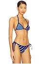 view 2 of 5 The Iris Triangle Bikini Top in Color Block Blue