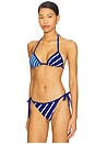 view 3 of 5 The Iris Triangle Bikini Top in Color Block Blue