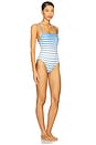view 3 of 4 The Renna Reversible One Piece in Marina Blue & Sunset Stripe