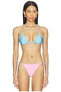 view 1 of 5 The Ines Reversible Triangle Bikini Top in Bon Bon & Ocean Mist