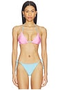 view 2 of 5 The Ines Reversible Triangle Bikini Top in Bon Bon & Ocean Mist