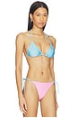 view 3 of 5 The Ines Reversible Triangle Bikini Top in Bon Bon & Ocean Mist