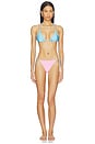 view 5 of 5 The Ines Reversible Triangle Bikini Top in Bon Bon & Ocean Mist
