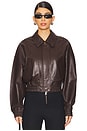 view 1 of 5 Ella Leather Bomber in Butter Brown