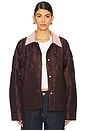 view 1 of 5 Niah Quilted Jacket in Burgundy