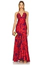 view 1 of 3 Cara Dress in Red Magenta Embroidery