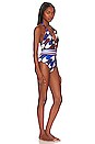 view 2 of 4 Macumba Bodysuit in Blue Burgundy Wavy Zig Zag
