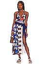 view 4 of 4 Macumba Bodysuit in Blue Burgundy Wavy Zig Zag