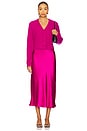 view 4 of 4 Taylor V-neck Bias Cut Dress in Magenta