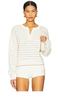 view 1 of 4 Maeve Henley Pullover in Gardenia & Pink Sand