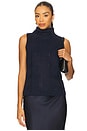 view 1 of 4 Salvia Sleeveless Cable Turtleneck Sweater in Midnight Navy