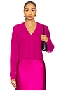 view 1 of 4 Bianco Cropped Cardigan in Magenta