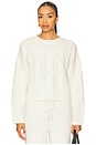 view 1 of 4 Tristan Crewneck Cable Pullover in Gardenia