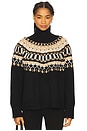 view 1 of 4 Scottie Slouchy Fairisle Mock Neck Sweater in Black Fairisle