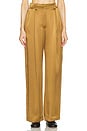 view 1 of 4 Emerson High Rise Pleated Pant in Matte Gold