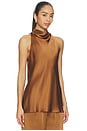 view 2 of 4 Una Cowled Halter Tunic in Tobacco
