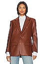 view 2 of 5 Imaan Faux Leather Blazer in Cognac