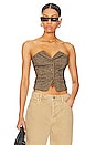 view 1 of 4 Adare Bustier Top in Brown Herringbone